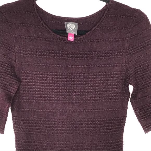 Vince Camuto Size Small Knit Maroon Stretchy Sweater Dress-Fit N Flare-Modest - Picture 2 of 13